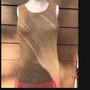 Dana-buchman Women's Gold and Tan Vest
